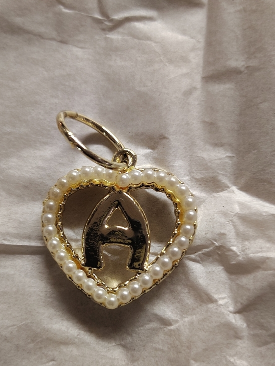 Jewelry - Gold Pearl Heart Initial A Charm Pendant - Women Jewelry